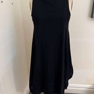 Marie St Pierre Sleeveless Flowing Black Dress in Soft Layers of Nylon &Spandex